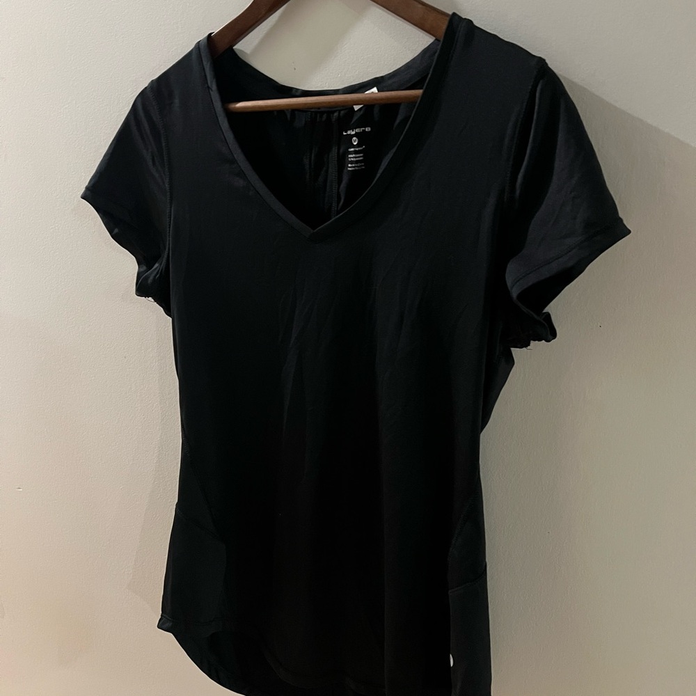 Layer 8 Jet Black Short Sleeve V-Neck Tee